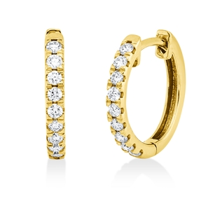 Creolen aus 750 Gold Gelbgold 18 Brillanten 0,29ct TW-SI 14x2mm Creolen aus 750 Gold Gelbgold 18 Brillanten 0,29ct TW-SI 14x2mm