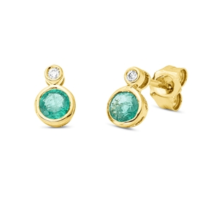 Ohrstecker 750 Gelbgold 2 Smaragde 0,48ct grün 2 Brillanten 0,03ct TW-SI 7,8x5,2mm