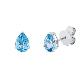 Ohrstecker aus 750 Gold Weißgold 2 Topase 1,69ct blau 7,3x5,2mm