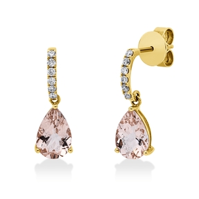 Ohrstecker 750 Rotgold 2 Morganite 2,3ct rosa 12 Brillanten 0,16ct F-SI 19x6,5mm