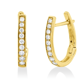Creolen aus 750 Gold Gelbgold 18 Brillanten 0,25ct F-VSI 15,5x2,2mm Creolen aus 750 Gold Gelbgold 18 Brillanten 0,25ct F-VSI 15,5x2,2mm