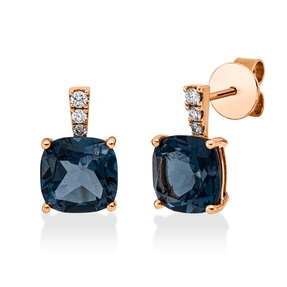 Ohrstecker aus 750 Rotgold 2 Topase 4,94ct London Blue 6 Brillanten 0,1ct W-SI
