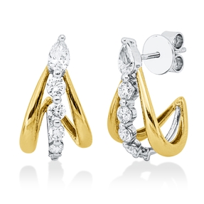 Ohrstecker aus 750 Gold gelb/weiß 12 Diamanten 0,96ct TW-SI 18x10,5mm