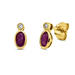 Ohrstecker aus 750 Gelbgold 2 Rubine 0,8ct rot 2 Brillanten 0,03ct TW-SI 8,3x3,8mm