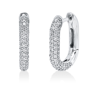 Pavé Creolen aus 750 Weißgold 164 Brillanten 1,28ct F-VSI/SI 19,5x3,2mm Pavé Creolen aus 750 Weißgold 164 Brillanten 1,28ct F-VSI/SI 19,5x3,2mm