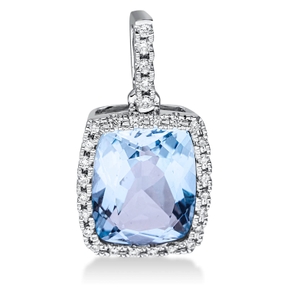 Anhänger 750 Weißgold Topas 3,9ct skyblue 29 Brillanten 0,13ct TW-SI 20,2x10,3mm