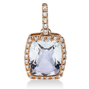 Anhänger aus 750 Rotgold Amethyst 3ct grün 29 Brillanten 0,13ct TW-SI 20,2x10,3mm