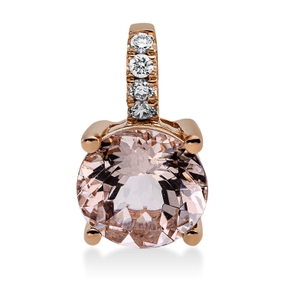 Anhänger aus 750 Rotgold Morganit 1,76ct rosa 4 Brillanten 0,06ct TW-SI 13,7x7,9mm Anhänger aus 750 Rotgold Morganit 1,76ct rosa 4 Brillanten 0,06ct TW-SI 13,7x7,9mm