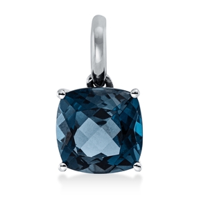 Anhänger aus 750 Gold Weißgold Topas 3,1ct London Blue 14x8mm mit Öse