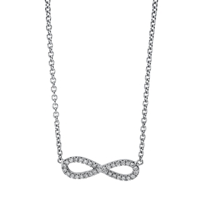 Collier Infinity aus 750 Gold Weißgold 33 Brillanten 0,09ct TW-SI L:45cm