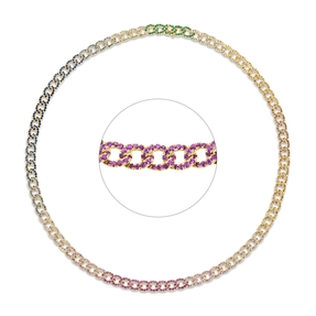 Collier aus 750 Gold Gelbgold 900 Saphire 10,94ct mehrfarbig L:45,7cm