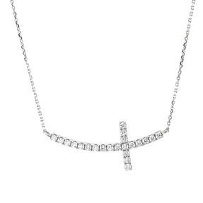 Collier Kreuz aus 750 Gold Weißgold 22 Brillanten 0,32ct TW-SI L:45cm