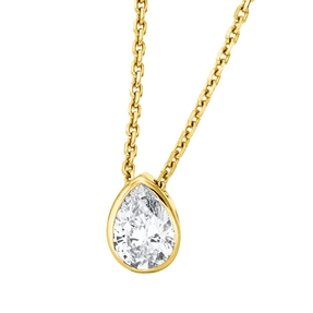 Solitaire Collier aus 750 Gelbgold Diamant Tropfen-Schliff 0,21ct TW-SI L:45cm