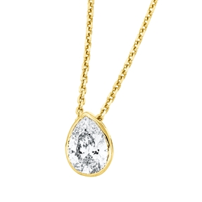 Solitaire Collier aus 750 Gelbgold Diamant Tropfen-Schliff 0,3ct TW-SI L:45cm Zarge Solitaire Collier aus 750 Gelbgold Diamant Tropfen-Schliff 0,3ct TW-SI L:45cm Zarge