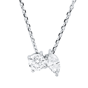 Collier aus 750 Gold Weißgold 2 Diamanten 0,22ct TW-SI L:45cm