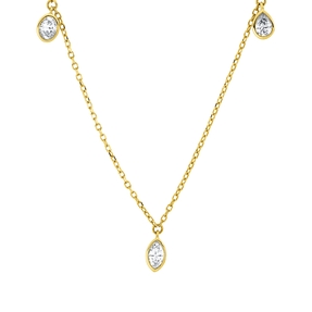 Collier aus 750 Gold Gelbgold 5 Diamanten 0,49ct TW-SI L:45,7cm