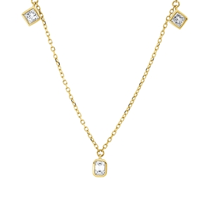 Collier aus 750 Gold Gelbgold 5 Diamanten 0,49ct TW-SI L:45,7cm