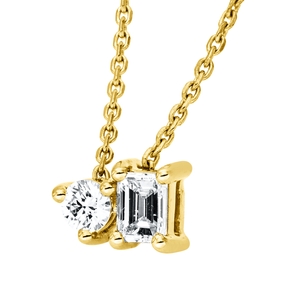 Collier aus 750 Gold Gelbgold 2 Diamanten 0,2ct TW-SI L:45cm