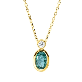 Collier aus 750 Gelbgold Smaragd 0,4ct grün Brillant 0,04ct TW-SI L:45cm Zarge