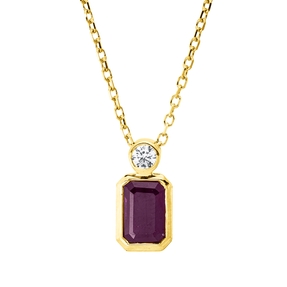 Collier aus 750 Gelbgold Rubin 0,7ct rot Brillant 0,04ct TW-SI L:45cm Zarge