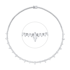 Necklace in 750 white gold with 103 diamonds 6.61 ct E-VSI/SI, length: 41.5 cm