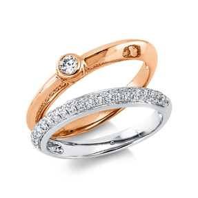 Ring aus 750 Gold weiß/rot 44 Diamanten 0,43ct TW-VSI B:11mm