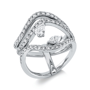 Ring aus 750 Gold Weißgold 65 Diamanten 1,24ct TW-VSI B:20,8mm
