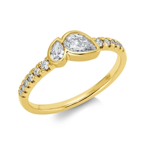 Ring aus 750 Gold Gelbgold 13 Diamanten 0,51ct TW-SI B:5,2mm Zarge