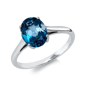 Ring aus 750 Gold Weißgold Topas 2,4ct London Blue B:9mm 4er-Krappe