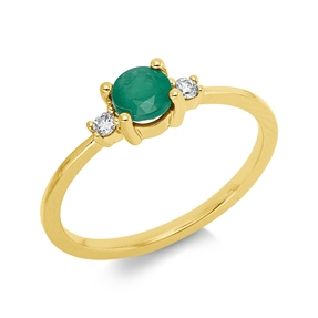 Ring aus 750 Gelbgold Smaragd 0,84ct grün 2 Brillanten 0,05ct TW-SI B:4,6mm