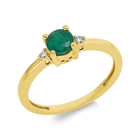 Ring aus 750 Gelbgold Smaragd 0,49ct grün 2 Brillanten 0,04ct TW-SI B:5,2mm
