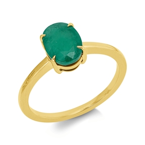 Ring aus 750 Gold Gelbgold Smaragd 1,27ct grün B:8,1mm 4er-Krappe