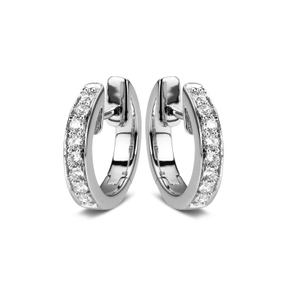 Creolen aus 750 Gold Weißgold 16 Brillanten 0,25ct TW-SI 13,7x2,5mm