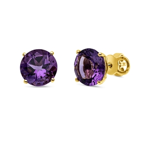 Ohrstecker aus 750 Gold Gelbgold 2 Amethyste 3,8ct lila 7,9x7,9mm 4er-Krappe