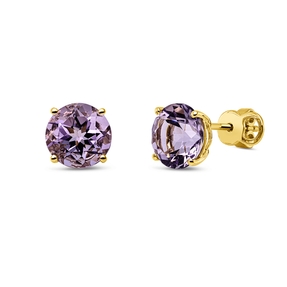 Ohrstecker aus 750 Gold Gelbgold 2 Amethyste 3,8ct pink 7,9x7,9mm 4er-Krappe