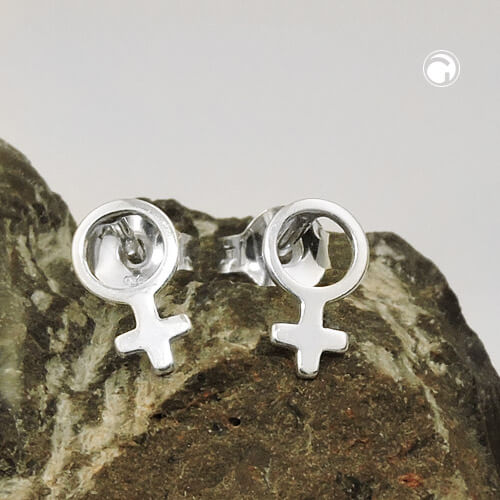 Ohrstecker Ohrring 9x5mm Symbol Weiblichkeit glänzend 925 Silber