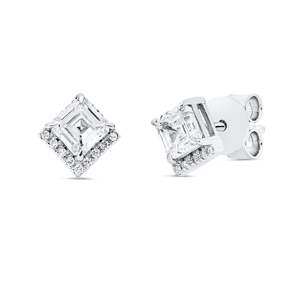 Ohrstecker aus 750 Gold Weißgold 20 Diamanten 0,99ct TW-SI 7,5x7,5mm