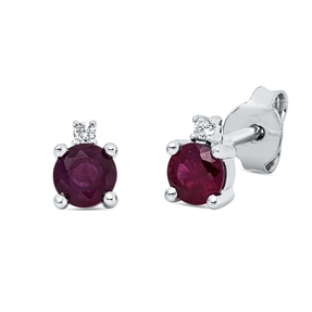 Ohrstecker aus 750 Weißgold 2 Rubine 0,71ct rot 2 Brillanten 0,03ct TW-SI 5,5x4mm
