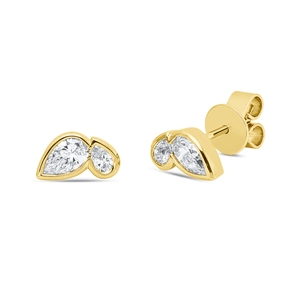 Ohrstecker aus 750 Gelbgold 4 Diamanten Tropfen-Schliff 0,67ct TW-SI 5x8,5mm Zarge Ohrstecker aus 750 Gelbgold 4 Diamanten Tropfen-Schliff 0,67ct TW-SI 5x8,5mm Zarge