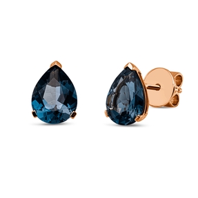 Ohrstecker aus 750 Gold Rotgold 2 Topase 4,2ct London Blue 9,5x7mm 3er-Krappe