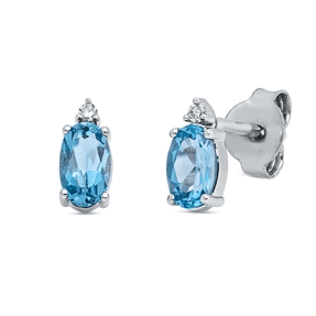 Ohrstecker 750 Weißgold 2 Topase 0,6ct blau 2 Brillanten 0,01ct TW-SI 6,8x3,1mm