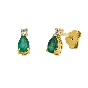Ohrstecker 750 Gelbgold 2 Smaragde 0,4ct grün 2 Brillanten 0,04ct TW-SI 7,3x3,4mm