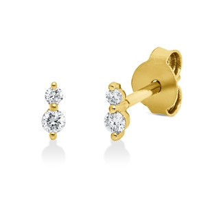 Ohrstecker aus 750 Gold Gelbgold 4 Diamanten 0,07ct TW-SI 4,5x1,9mm