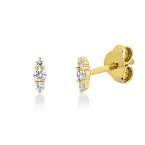 Ohrstecker aus 750 Gold Gelbgold 6 Diamanten 0,09ct TW-SI 5,2x1,9mm