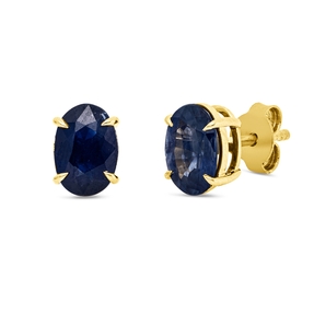 Ohrstecker aus 750 Gold Gelbgold 2 Saphire 1,68ct blau 7,1x5,1mm 4er-Krappe