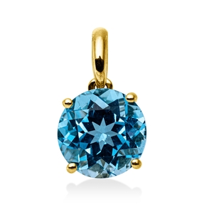 Anhänger aus 750 Gold Gelbgold Topas 3,4ct blau 14,4x8,9mm