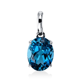 Anhänger aus 750 Gold Weißgold Topas 2,4ct London Blue 14,9x6,7mm mit Öse