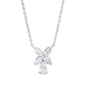 Collier aus 750 Gold Weißgold 5 Diamanten 0,62ct TW-SI L:45,7cm