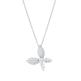 Butterfly necklace in 750 white gold with 55 diamonds 1.15 ct TW-SI, length: 45.7 cm Butterfly necklace in 750 white gold with 55 diamonds 1.15 ct TW-SI, length: 45.7 cm
