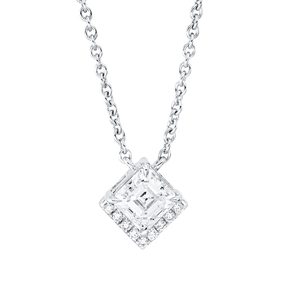 Collier aus 750 Gold Weißgold 10 Diamanten 0,63ct TW-SI L:45,7cm